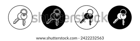 Keys Icon Set. House Lock Car Key Vector Symbol in a black filled and outlined style. Security Door Access Sign.