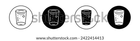 Water Glass Icon Set. Cup Drink Droplet Clean Pure Vector Symbol in a black filled and outlined style. Alcohol Pour Straw Sign.