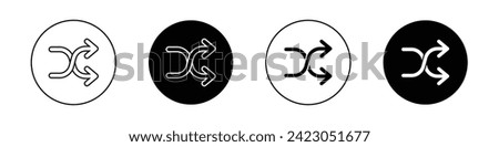 Shuffle Arrow Icon Set. Cross Random and Double Vector symbol in a black filled and outlined style. Mix and Match Sign