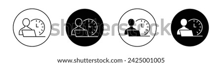 Office Hours Icon Set. Office hour work training vector symbol in a black filled and outlined style. Productive Time Sign.