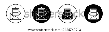 Message Icon Set. Email Mail Envelope Vector Symbol in a Black Filled and Outlined Style. Communication Flow Sign.