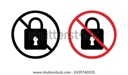 No lock sign. No computer security password vector symbol. No safety pictogram.
