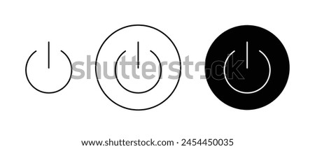 Power icon set. turn off switch vector symbol. computer start and shutdown button. start and stop sign in black filled and outlined style.