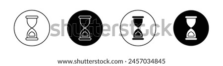 Hourglass end icon set. time sand clock vector symbol in black filled and outlined style.