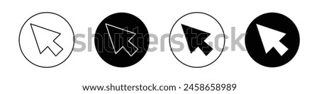 Cursor icon set. click arrow vector symbol. web mouse pointer sign in black filled and outlined style.