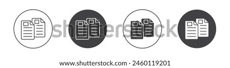 Duplicate icon set. copy data files vector symbol. matching duplicity sign. copy button in black filled and outlined style.