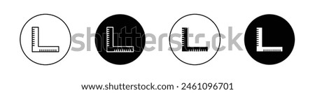 Ruler combined icon set. geometry ruler tool vector symbol in black filled and outlined style.