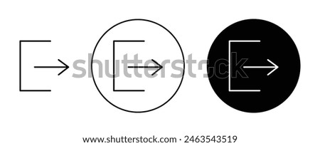 Log Out icon set. exit vector symbol. logout button sign in black filled and outlined style.