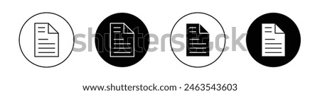 File icon set. information document vector symbol. paper note sign. sheet file web doc icon. report spreadsheet symbol. form paperwork sign in black filled and outlined style.