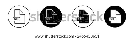 Gif icon set. animated gif format vector symbol. Gif extension file icon in black filled and outlined style.