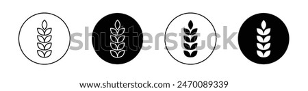 Wheat icon set. flour oat vector symbol. dietary grain sign. malt plant sign. cereal whole plant icon in filled and outlined style.