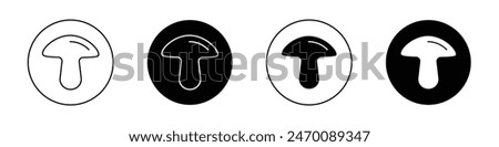 Mushroom icon set. simple shiitake mushroom vector symbol. fungi sign in black filled and outlined style.