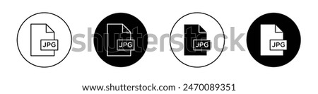 Jpg icon set. jpeg file type symbol. image picture file jpg format icon in black filled and outlined style.