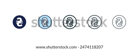 Hryvnia icon set. ukrainian uah currency vector symbol. ukraine currency hrivna sign in black filled and outlined style.