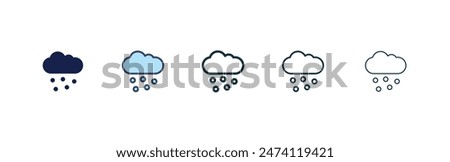 Cloud hail icon set. winter snow fall weather vector symbol. hailstorm pictogram. hailstone icon in black filled and outlined style.