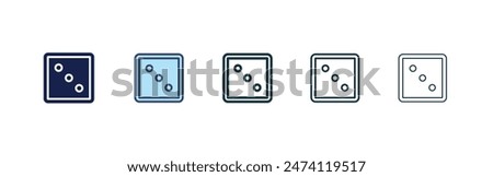 Dice three icon set. game number three dot cube vector symbol.casino rolling dice sign in black filled and outlined style.