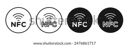 Nfc line vector icon set.