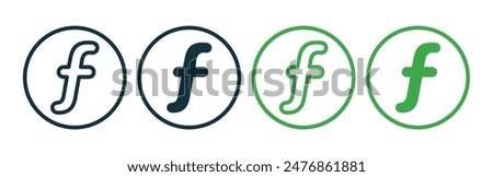 Florin line vector sign set.