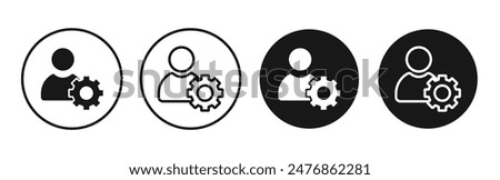 User gear line vector icon set.