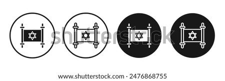 Scroll Torah line vector icon set.