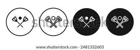 Broom-ball vector icon set black filled and outlined style.