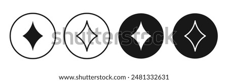 Card-diamond vector icon set black filled and outlined style.
