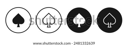 Card-spade vector icon set black filled and outlined style.