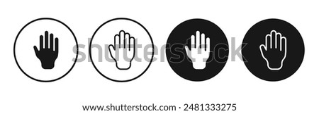 Hand vector icon set black filled and outlined style.