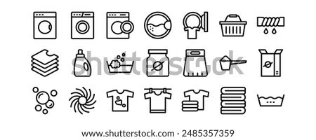 Laundry related vector icons set.