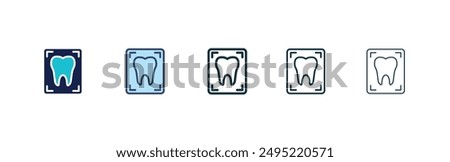 Dental X ray vector icon set black filled and outlined style.