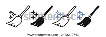 Broom iconicon vector collection in outlined and solid style