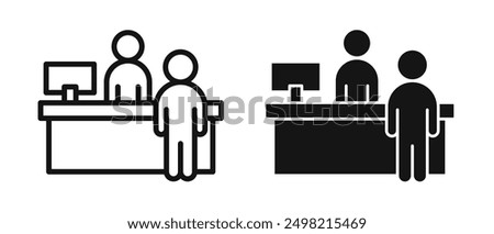 reception desk iconicon vector collection in outlined and solid style