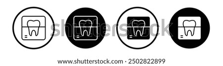 Dental X ray vector icon set black filled and outlined style.