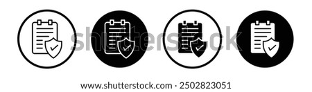 Contract coverage vector icon set black filled and outlined style.