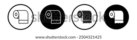 Toilet paper vector icon set black filled and outlined style.