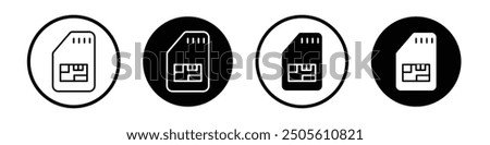 Sim vector icon set black filled and outlined style.