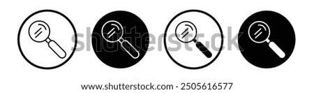 Magnifying glass vector icon set black filled and outlined style.