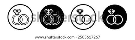 Marriage vector icon set black filled and outlined style.