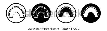 Maxilla vector icon set black filled and outlined style.