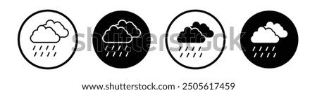 Raining vector icon set black filled and outlined style.