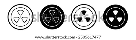 Radioactive vector icon set black filled and outlined style.