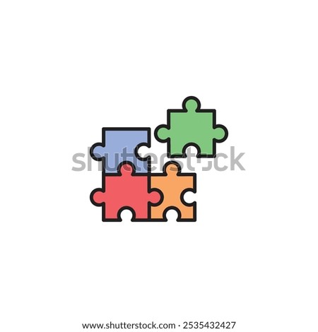 Puzzle piece colored vector icon on white background