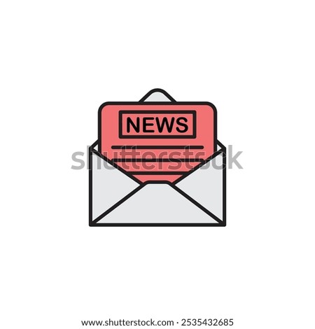 Newsletter colored vector icon on white background