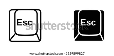 Esc Icon set in black color for ui designs