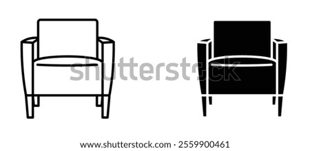 Armchair Icon set in black color for ui designs