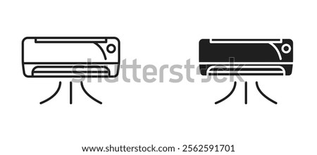 AC unit Icon set in black color for ui designs