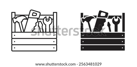 Toolbox icons in outline and fill. vector illustration for ui.