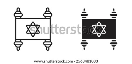 Torah icons in outline and fill. vector illustration for ui.