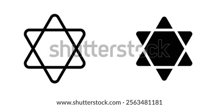 Star of David icons in outline and fill. vector illustration for ui.