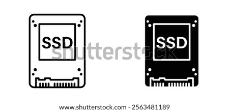 SSD icons in outline and fill. vector illustration for ui.